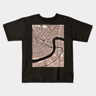 New Orleans Map Pattern in Soft Pink Pastels Kids T-Shirt